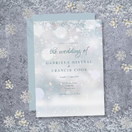 Invitación Elegante primera boda de invierno con copos de nie