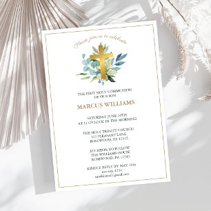 Invitación Elegante Primera Comunión Sagrada