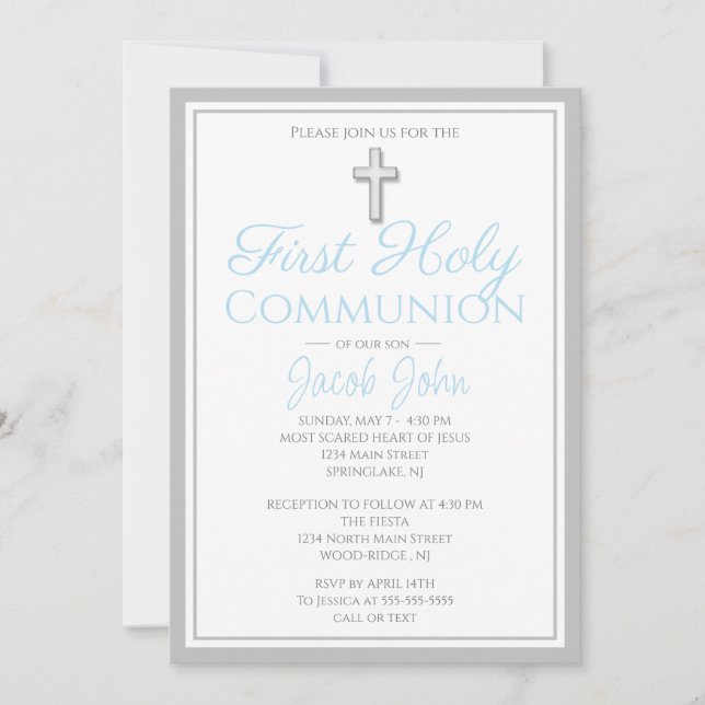 Invitación Elegante primera comunión sagrada invita a los niñ (Anverso)