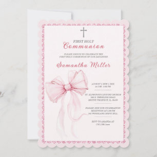Invitación Elegante primera comunión sagrada rosada para Chic
