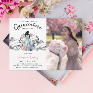 Invitación Elegante Princesa 15.ª acuarela de Quinceañera