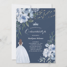Invitación Elegante Princesa Azul Quinceañera