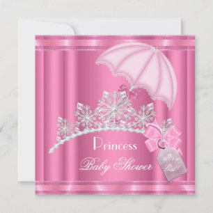 Invitación Elegante Princesa Baby Shower Chica Rosa Tiara