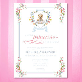 Invitación Elegante Princesa Bear Real Baby Shower
