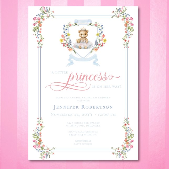 Invitación Elegante Princesa Bear Real Baby Shower (Subido por el creador)