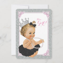 Invitación Elegante Princesa Black Tutu Pearl Baby Shower