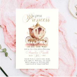 Invitación Elegante Princesa Carriage chica rosa Baby Shower