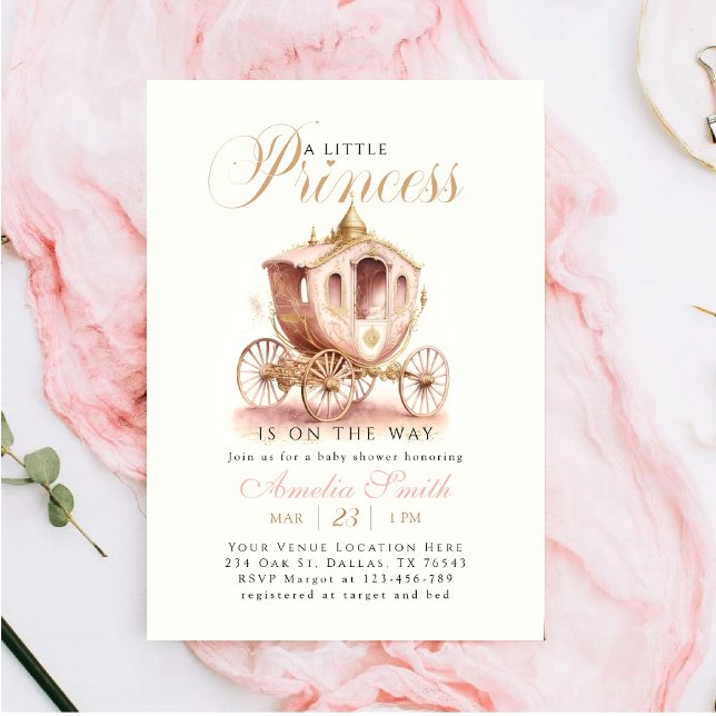 Invitación Elegante Princesa Carriage chica rosa Baby Shower (Subido por el creador)