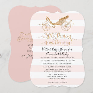 Invitación Elegante Princesa Carriage Gold Virtual Baby Showe