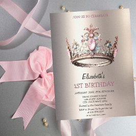 Invitación Elegante Princesa Crown Castle Birday