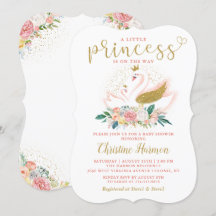 Elegante Princesa de Cisne de Oro Baby Shower Flor
