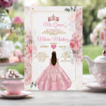 Invitación Elegante Princesa De Flora De Oro Rosa Rosa Miseri<br><div class="desc">Elegante Princesa Floral de Oro Rosa Rosa Mi Invitación Quince Miedo 15 Anos,  Mariposa de cumpleaños 16.</div>