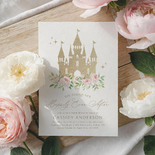 Invitación Elegante princesa de oro rosa ducha de novia