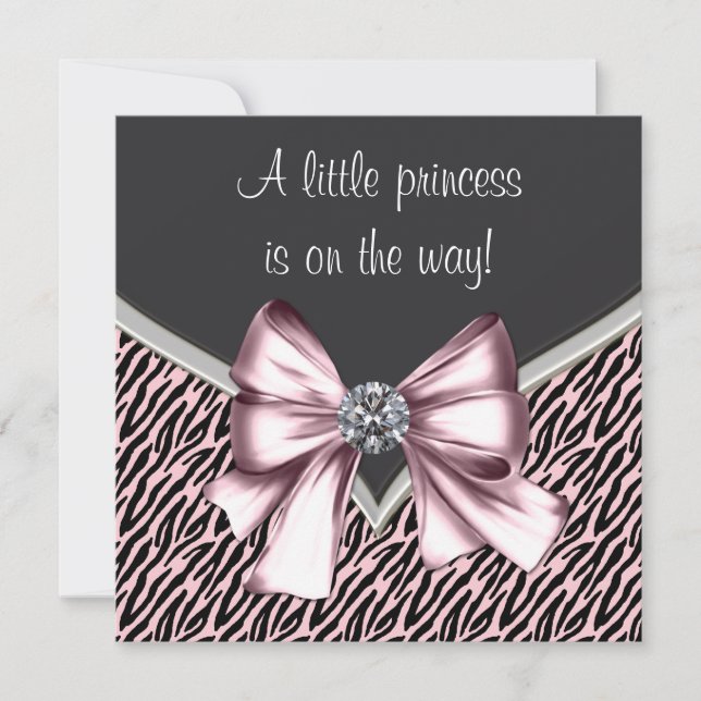 Invitación Elegante Princesa de Zebra Rosa Baby Shower (Anverso)