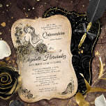 Invitación Elegante Princesa Dorada Negra Quinceanera Cumplea<br><div class="desc">¿Buscando ideas fiestas únicas, elegantes y con temas de oro y negro para una quinceañera, dulce cumpleaños de 16 años, boda u otra celebración especial? Crea tus propias invitaciones para princesas de cuento de hadas de lujo y personalizadas usando una plantilla DIY editable con obras de arte originales de Raphaela...</div>