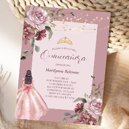 Invitación Elegante Princesa Floral Quinceañera
