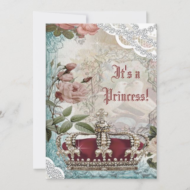 Invitación Elegante Princesa Heredera Baby Shower (Anverso)