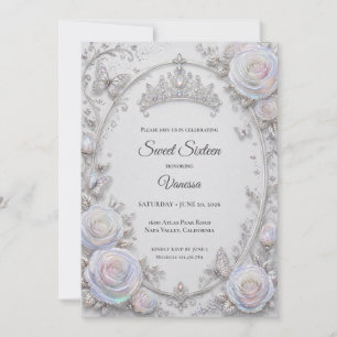 Invitación Elegante Princesa Iridescente Dulces 16