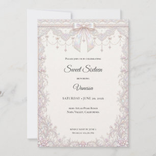 Invitación Elegante Princesa Iridescente Dulces 16