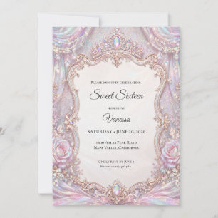 Invitación Elegante Princesa Iridescente Dulces 16
