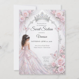 Invitación Elegante Princesa Iridescente Dulces 16
