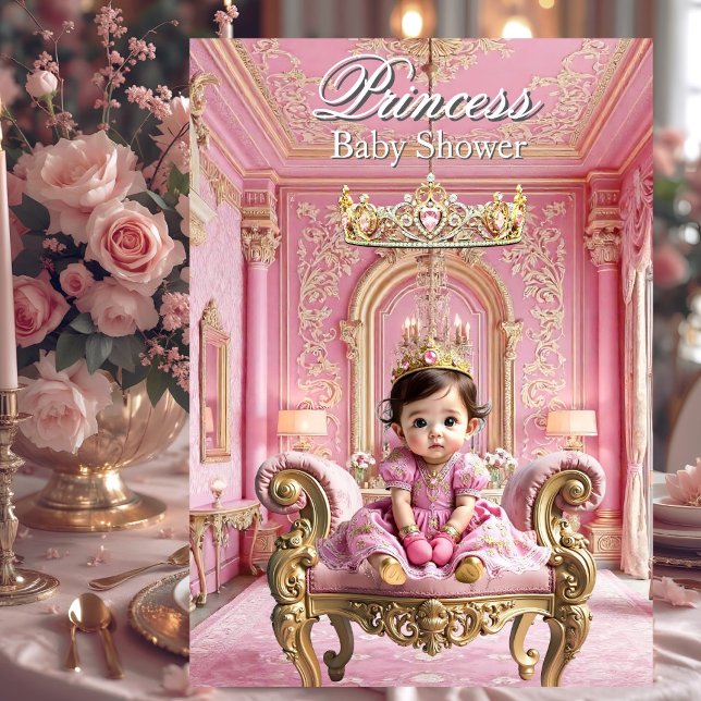 Invitación Elegante Princesa Oro Rosa Baby Shower Palace (Subido por el creador)
