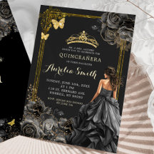 Elegante princesa Quinceañera de Rosas de oro y ne