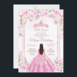 Invitación Elegante Princesa Quiñceanera floral rosa<br><div class="desc">Elegante Princesa Quiñceanera Invitación Mis Quince 15 Anos,  16 Años, </div>