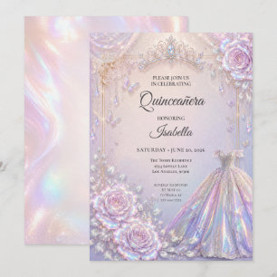 Invitación Elegante Princesa Quinceañera Iridescente