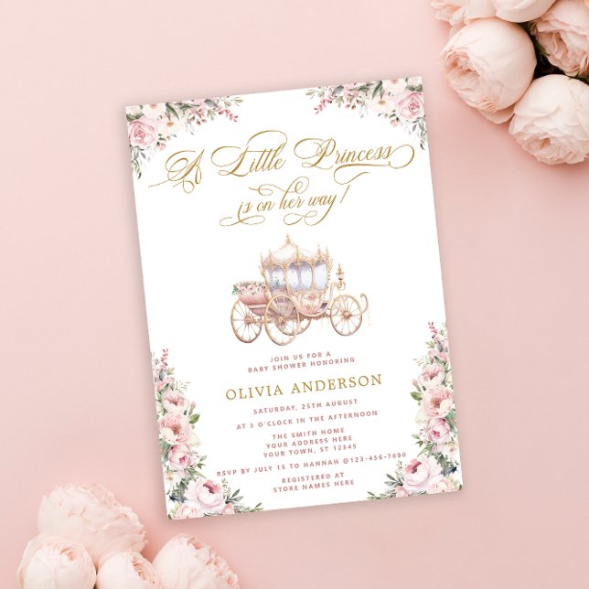 Invitación Elegante Princesa Rubor Rosa Baby Shower (Subido por el creador)