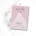 Invitación Elegante princesa vestida Perlas color rosa 21 cum<br><div class="desc">Una elegante,  elegante y moderna invitación a la fiesta de cumpleaños 21 con un vestido de princesa pintado a mano y cuerdas de perlas. Rosa. Romántico y moda.</div>