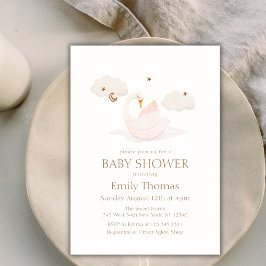 Invitación Elegante Princess Swan Moon Star Baby Shower