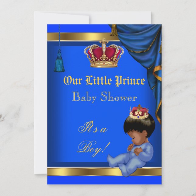 Invitación Elegante Principito Baby Shower Boy Blue 2 (Anverso)