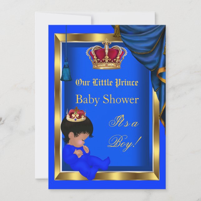 Invitación Elegante Principito Baby Shower Boy Blue 2 (Anverso)