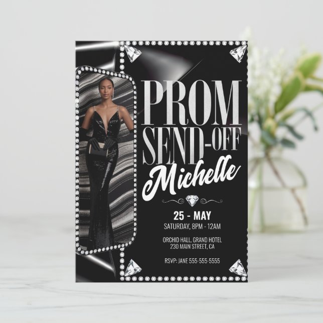 Invitación Elegante Prom DIY Despedir Graduación De Foto (Anverso de pie)