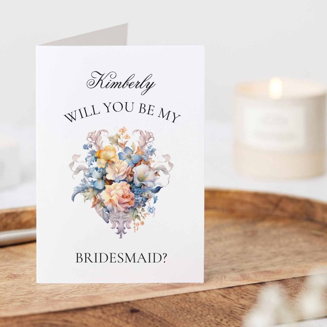 Invitación Elegante propuesta de la dama de honor de Bouquet (Elegant Vintage Bouquet - Will you be my Bridesmaid card)