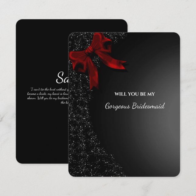 Invitación Elegante propuesta de la dama de honor negra de va (Anverso / Reverso)