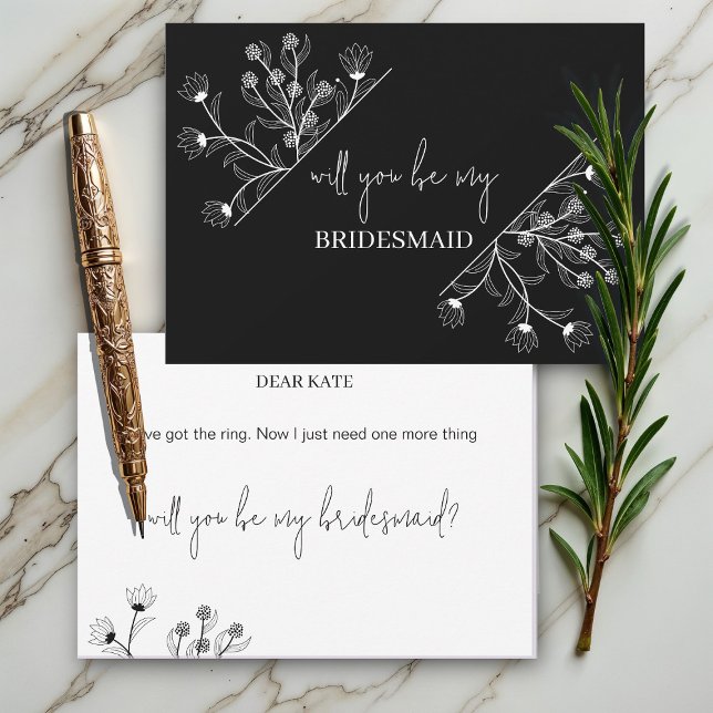 Invitación Elegante propuesta floral "Will to be my Bridesmai (Subido por el creador)