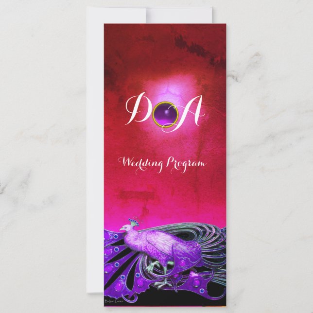 INVITACIÓN ELEGANTE PÚBLICO EN MONOGRAMA BODA NEGRO EN PURPLE (Anverso)