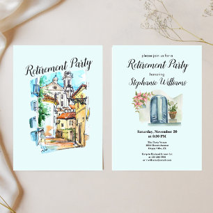 Invitación Elegante pueblo mediterráneo de retiro femenino