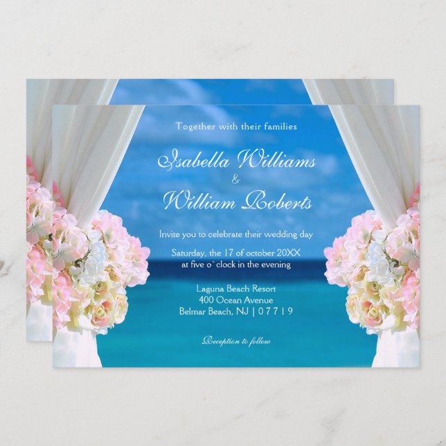 Invitación Elegante Puerta Boda de Verano de Playa del Océano (Anverso / Reverso)