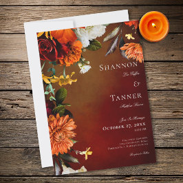 Invitación Elegante puesta de sol floral de verano oscuro par