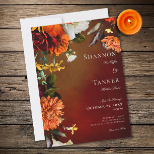 Invitación Elegante puesta de sol floral de verano oscuro par