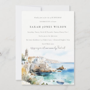 Invitación Elegante Puglia Italia Paisaje Acuarela Cumpleaños