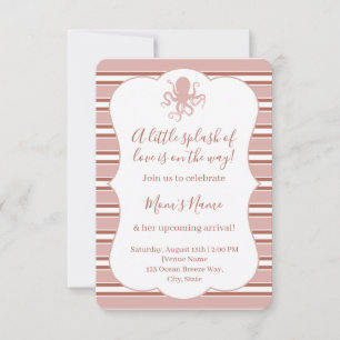 Invitación Elegante Pulpo Marino Rayado Baby Shower I