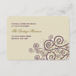 Invitación Elegante Purple Boho Espirales Boda Recepción