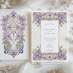 Invitación Elegante Purple Bougainvillea Boda Lilac