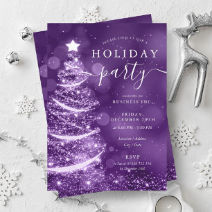 Invitación Elegante Purple Christmas Tree Company Holiday