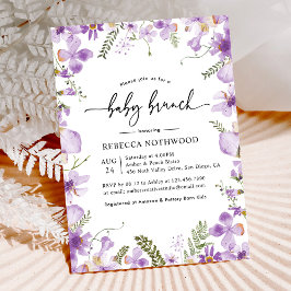 Invitación Elegante Purple Florals Chica Baby Brunch