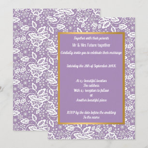 INVITACIÓN ELEGANTE PURPLE GOLD LACE BODA